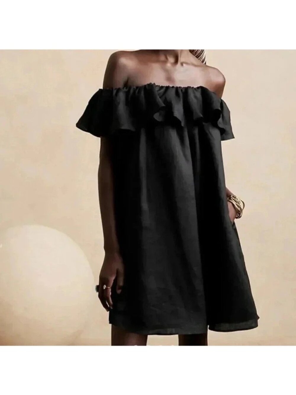 banana republic Linen Off The Shoulder Mini Dress S Meridian